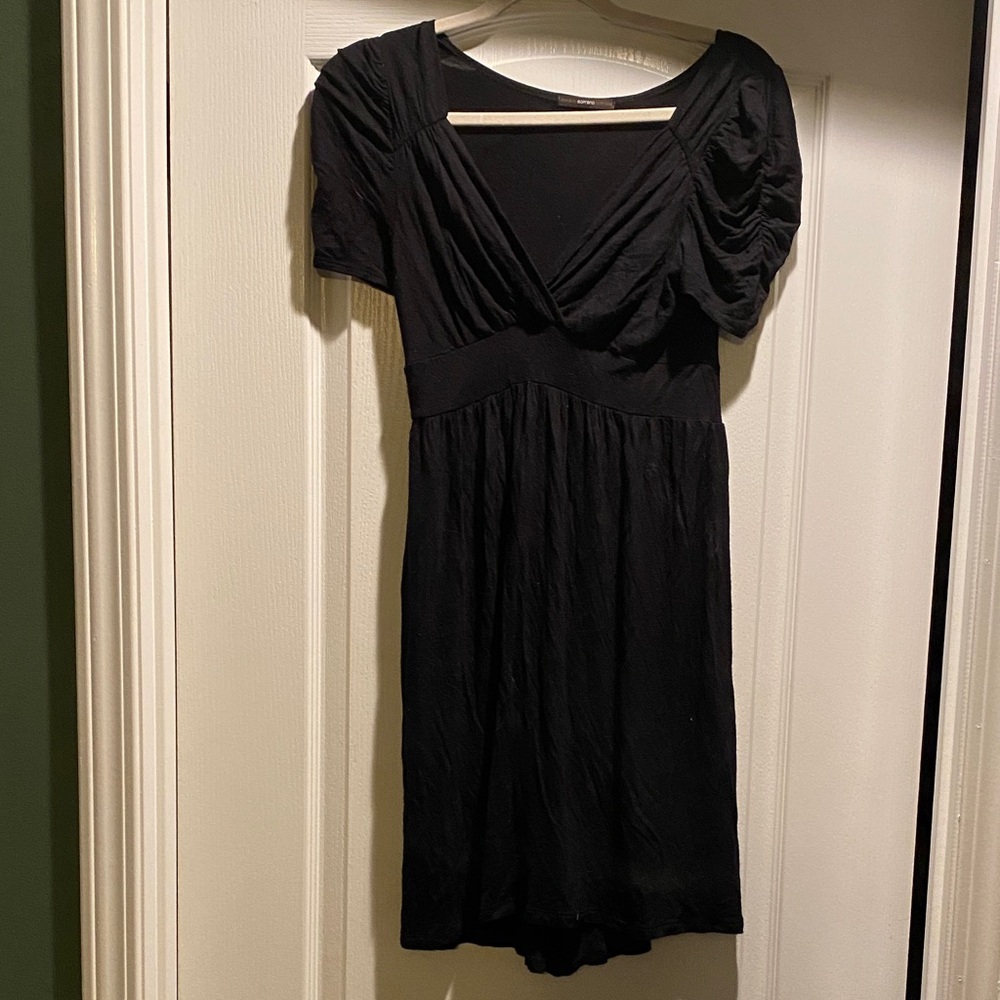 Soprano Black Ruched Sleeve Mini Dress